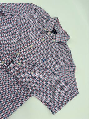 Polo Ralph Lauren Shirt Mens L Classic Fit Pink Blue Plaid Long Sleeve Cotton